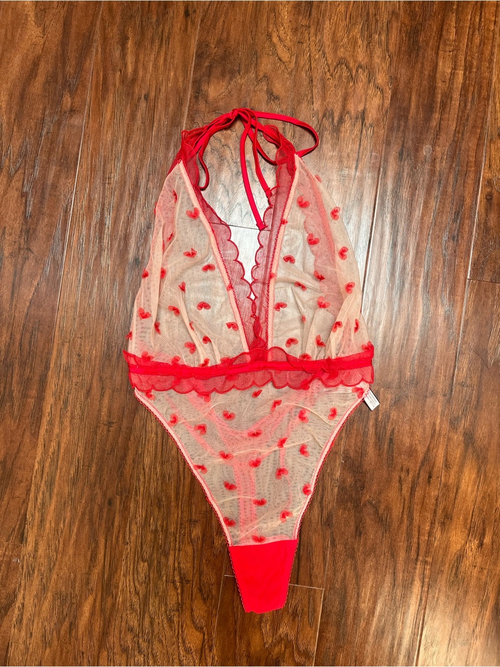 NWT Victoria's Secret Red Heart Teddy Bodysuit Lingerie Size M